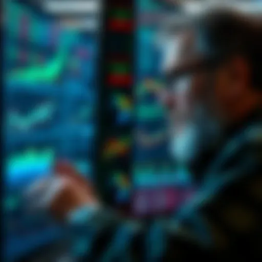A person analyzing charts and graphs related to GTO solver decisions