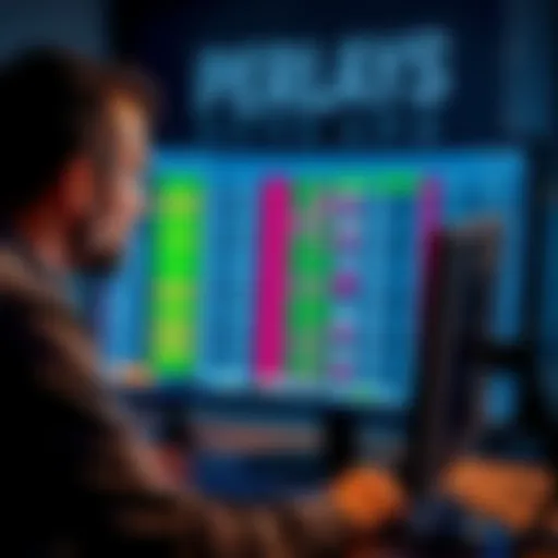 A sports bettor analyzing multiple betting options on a computer screen, representing the concept of parlays in sports betting.