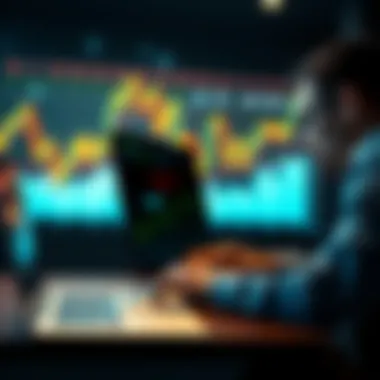 Understanding 'Tail' Risks A person analyzing data on a laptop with financial graphs related to 'Tail' risks in the background, showing caution in decision-making.