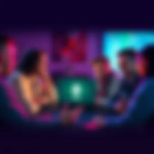 Understanding VPNs A group of friends discussing online security with a laptop showing a VPN connection on the screen