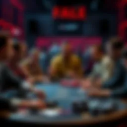 A group of players reacting with surprise and disappointment to an unexpected game flop at a gaming table.