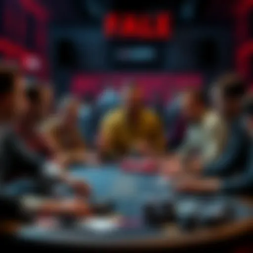 A group of players reacting with surprise and disappointment to an unexpected game flop at a gaming table.