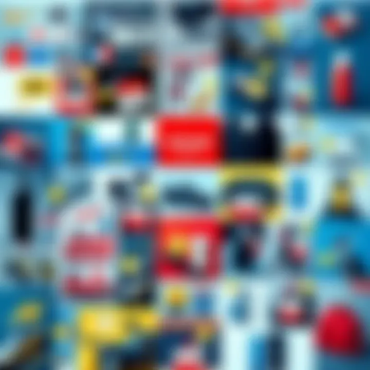 A collage of various product images sold by unknown sellers on online platforms, highlighting different items and their sellers.