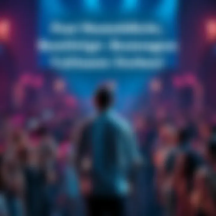 A person standing in front of a microphone, ready to share important news with an eager crowd.