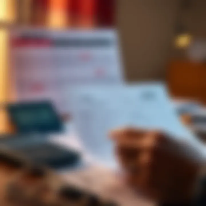 Urgent Rent Payments A person reviewing rental payment paperwork with a calculator and a calendar in the background, highlighting the importance of timely rent payments in 2026.
