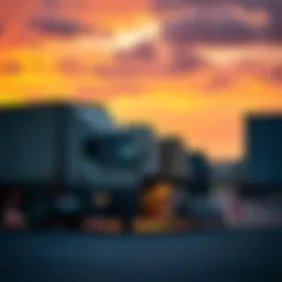 A military truck unloading supplies at a military base in the USA