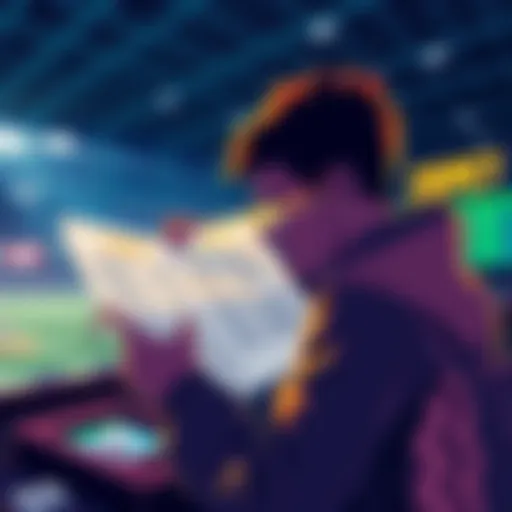 Illustration showing a person placing a bet on a sports event while looking at a law document, symbolizing the effects of new regulations on US sports betting.
