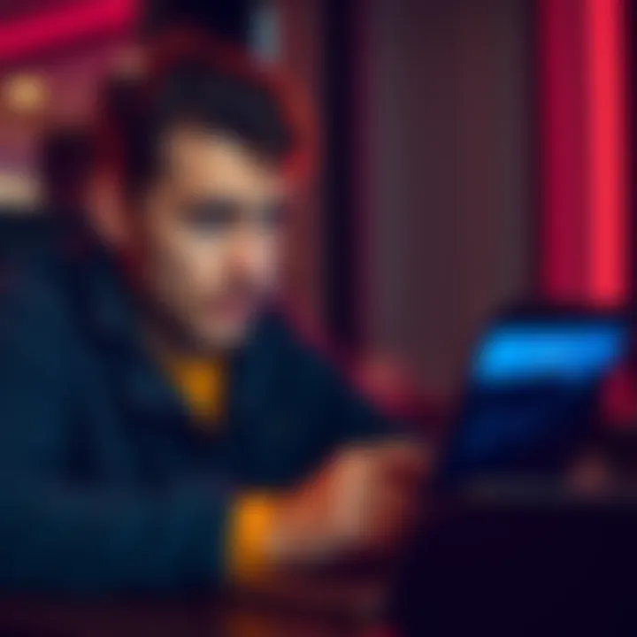 A worried person checking their financial account on a laptop, looking anxious about their withdrawal request status.