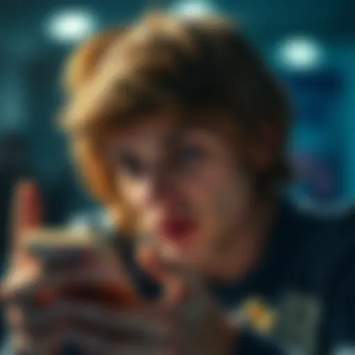 A person looking at their bank app with a worried expression, showing problems with online deposits