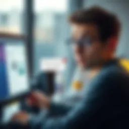 User receives a funny email response about account issues A person looks at their computer screen with a surprised expression after reading a humorous email regarding account problems.