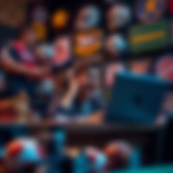 Using Bonus Funds at Underdog A person excitedly reviewing sports betting options with a laptop, focusing on a $10 bonus fund, surrounded by sports memorabilia.