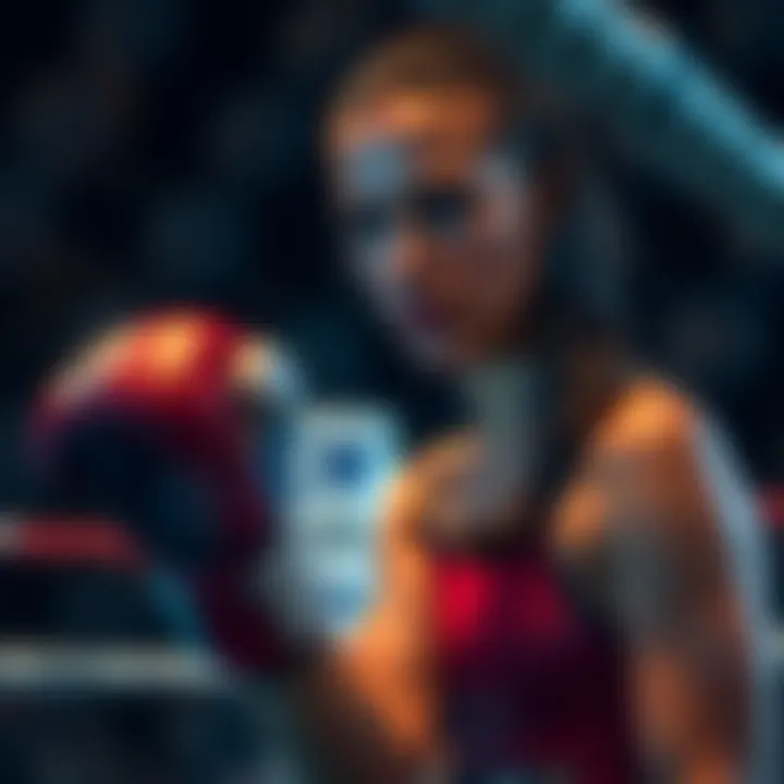 Valentina showcasing her skills in the MMA ring, focused and ready for her fight.
