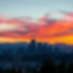 Beautiful view of Vancouver's skyline with buildings and mountains during sunset