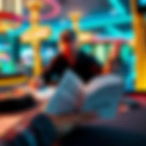A person planning a trip to Las Vegas with a budget in hand, casino chips, and betting slips on a table.