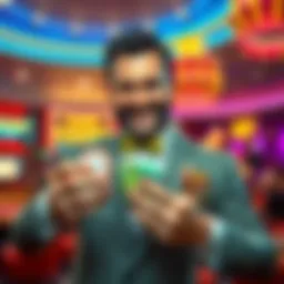 Vegas Matt with Casino Chips A character resembling Vegas Matt holding casino chips with a casino backdrop