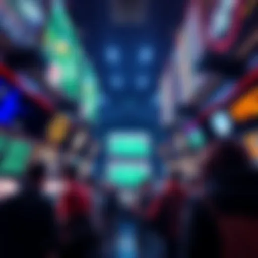 A vibrant scene of people gathered around betting screens, focusing on underdog teams competing today.