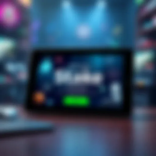 A graphic showing a digital tablet displaying a verified Stake account with gaming icons around it, highlighting the offer for players.