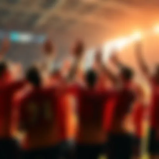 A team celebrating their recent win with cheers and high fives.