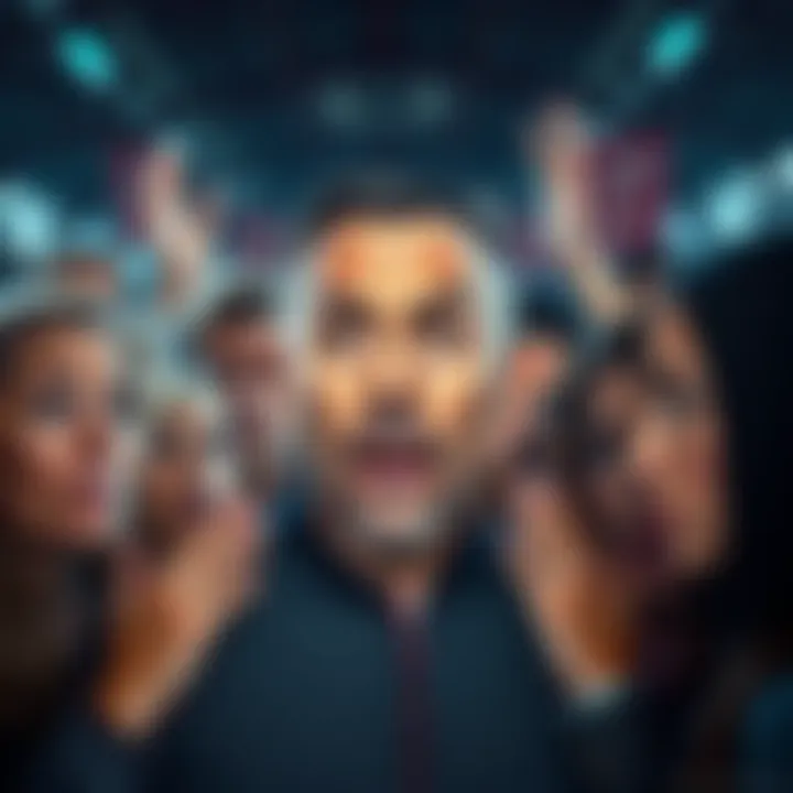 Vidal surrounded by people showing expressions of shock and confusion