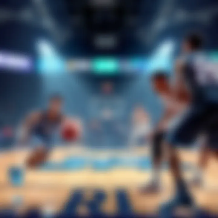 Players from Villanova and DePaul compete on the basketball court during an intense game