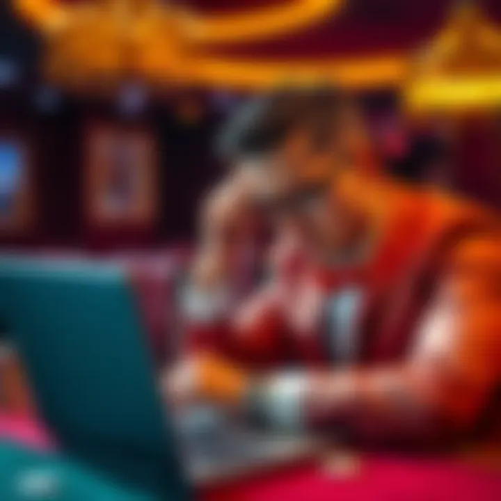 A disappointed VIP player looking at casino offers on a laptop