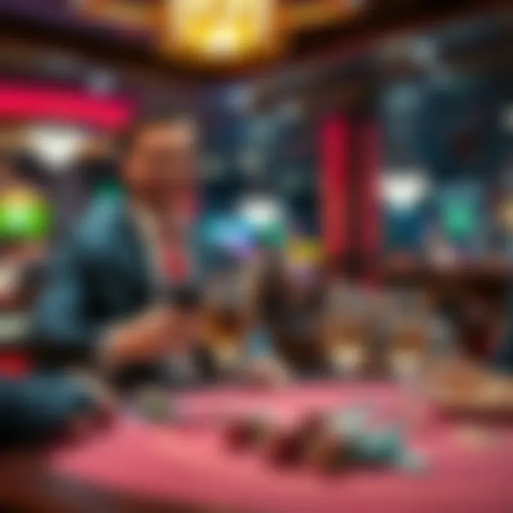 VIP Host in Casino A smiling VIP host assisting a guest at a casino table with drinks and chips