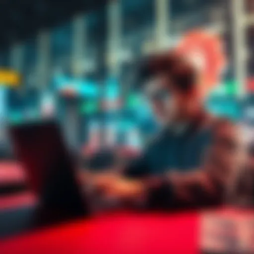 A person using a laptop with a VPN connection, looking concerned about online security on a gambling site.