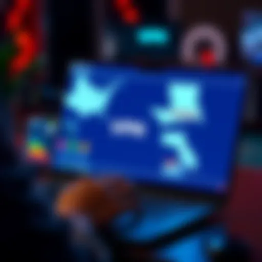 A person using a laptop with a VPN app to access Fan Duel, with a map showing Texas and Louisiana highlighted