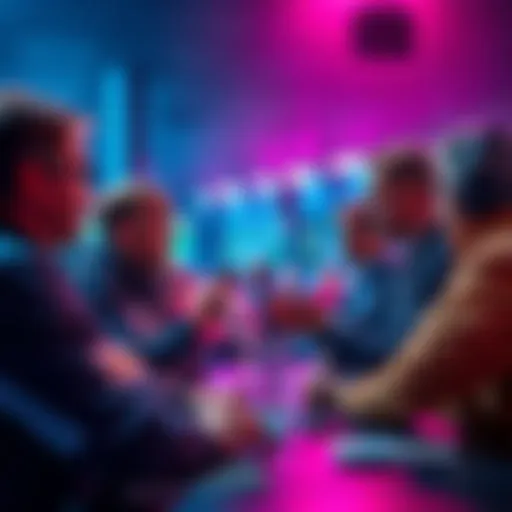 Group of people discussing sports betting options and strategies