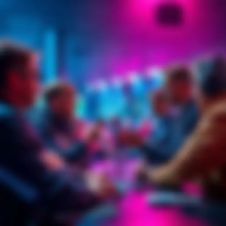 Group of people discussing sports betting options and strategies