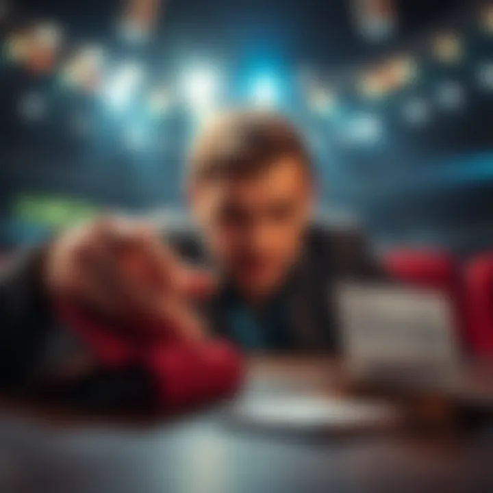 A person looking disappointed at a betting slip with an empty wallet beside them.