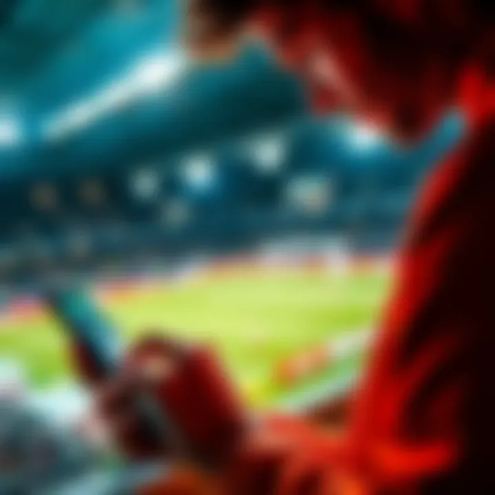 A person reviewing betting odds on a smartphone while studying sports statistics