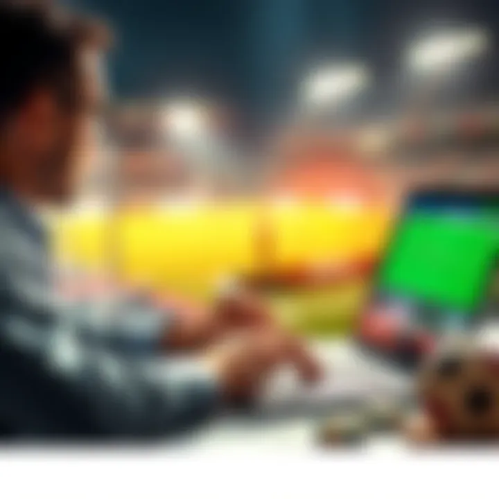 A person analyzing betting options and strategies on a laptop for an upcoming game.