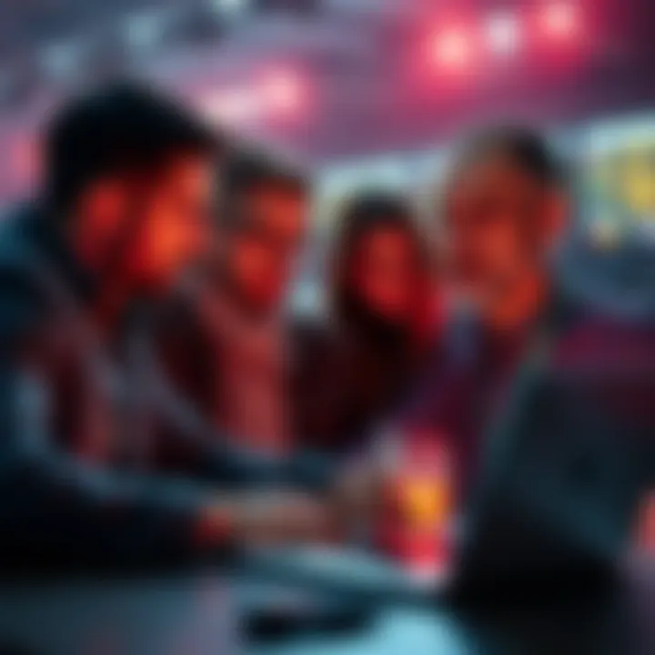 A group of people analyzing data on a laptop for identifying betting anomalies