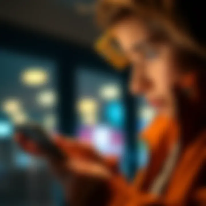 A person looking at their phone with a worried expression, checking for a pending payment notification.