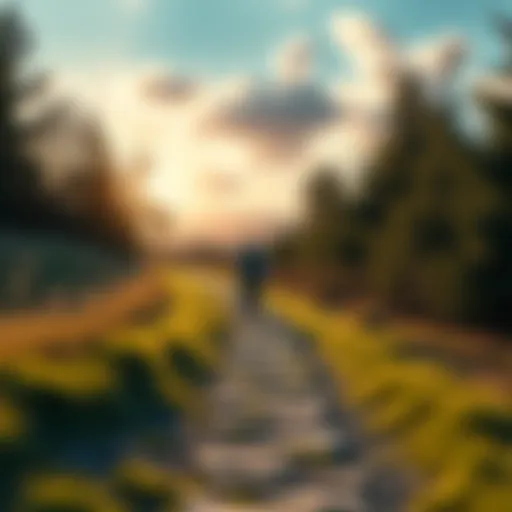 Walking Path to Recovery A person walking on a nature path, reflecting on their journey to overcome gambling addiction. The scenery depicts a peaceful environment symbolizing health and change.