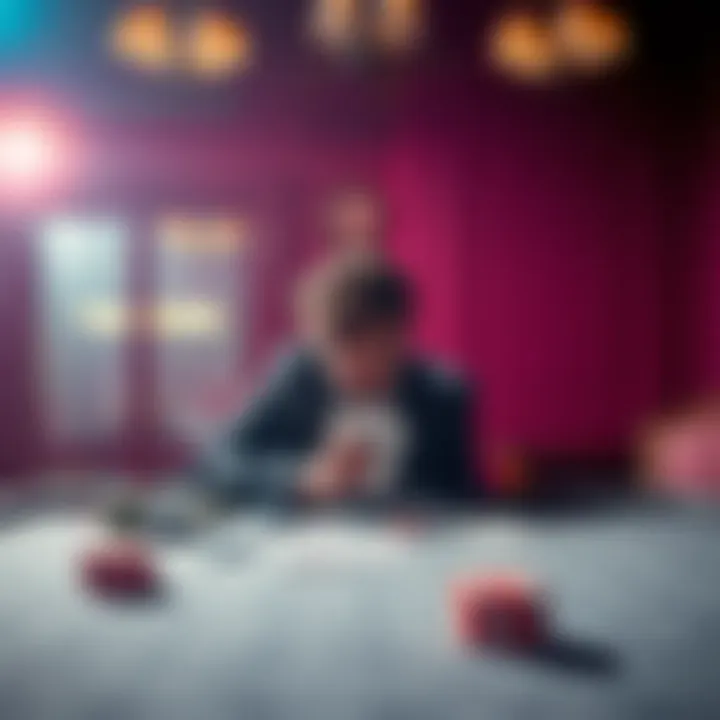 A person sitting alone at a table with playing cards and chips, looking distressed and isolated, symbolizing the dangers of gambling.