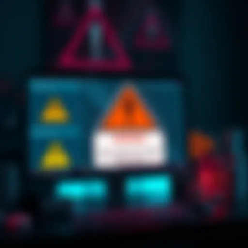 A computer screen showing online casino warning signs like fake reviews and unclear bonus terms