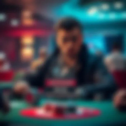 A concerned player looking at a poker table with a warning sign about Bum Hunting