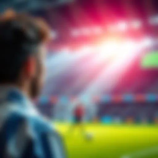 A concerned person looking at a soccer match with betting advertisements in the background