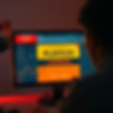A person looking at a computer screen showing a fake PlayOJO website warning about a scam