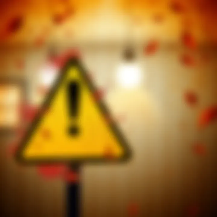A close-up of a warning sign indicating potential dangers and risks in various situations.