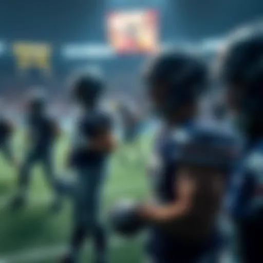 Players from the Washington Commanders preparing for a game against the Detroit Lions, showing teamwork and strategy on the field.