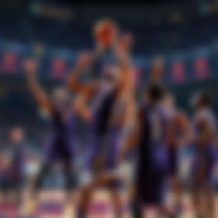 Washington basketball team celebrating after scoring a high number of points in the fourth quarter of a game