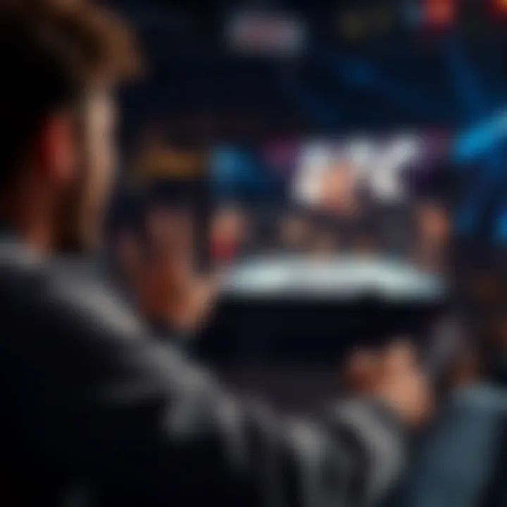 A person streaming a UFC fight on a laptop with excitement