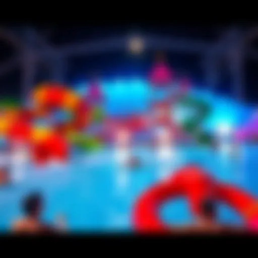 Exciting water slides and attractions at TRAIL, featuring people enjoying the wave pool and splash areas.