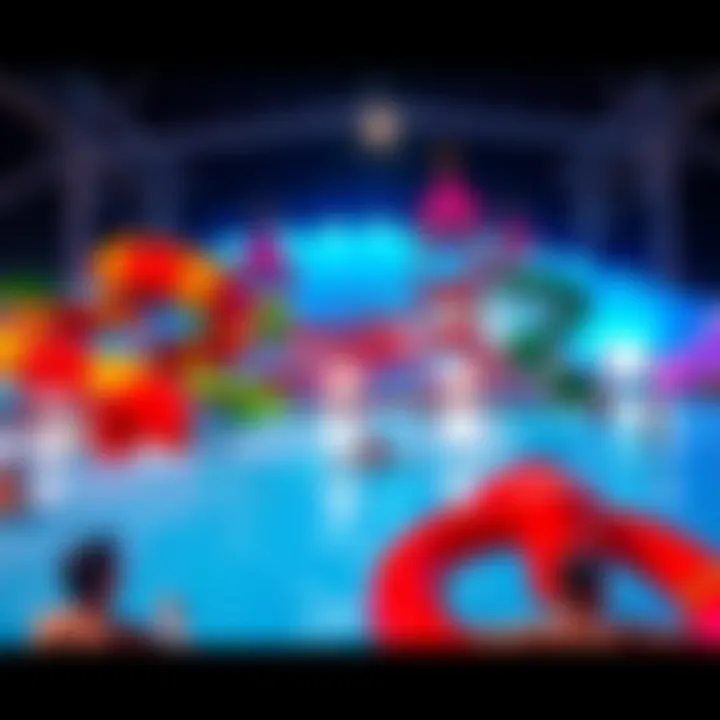 Exciting water slides and attractions at TRAIL, featuring people enjoying the wave pool and splash areas.