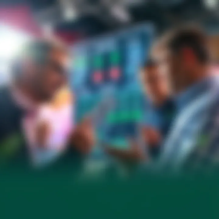 People discussing betting strategies with sports charts and a calculator