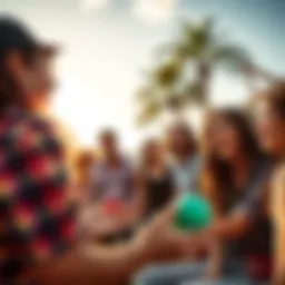 A group of friends enjoying outdoor games and activities together on a sunny weekend