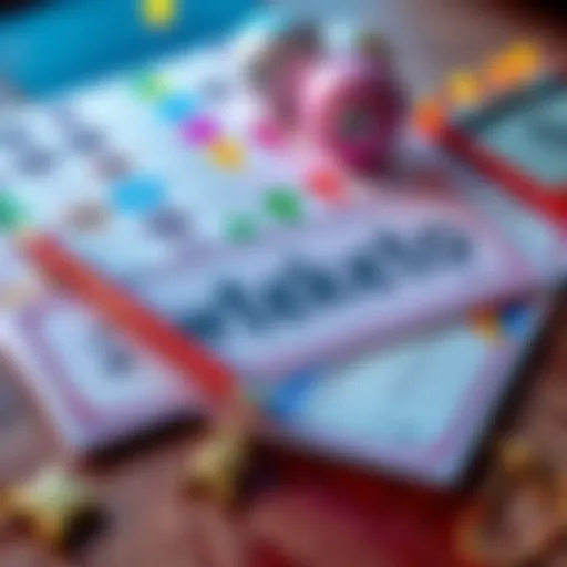 Colorful lotto tickets with a pencil and a lucky charm on a table
